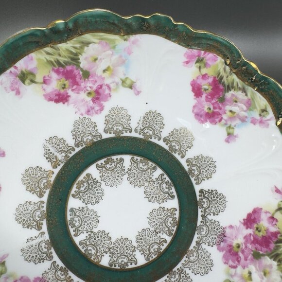 Eleanor China Co Austria Porcelain Plate Dish Set 4 Flowers Gold Gild Vintage - Picture 7 of 16